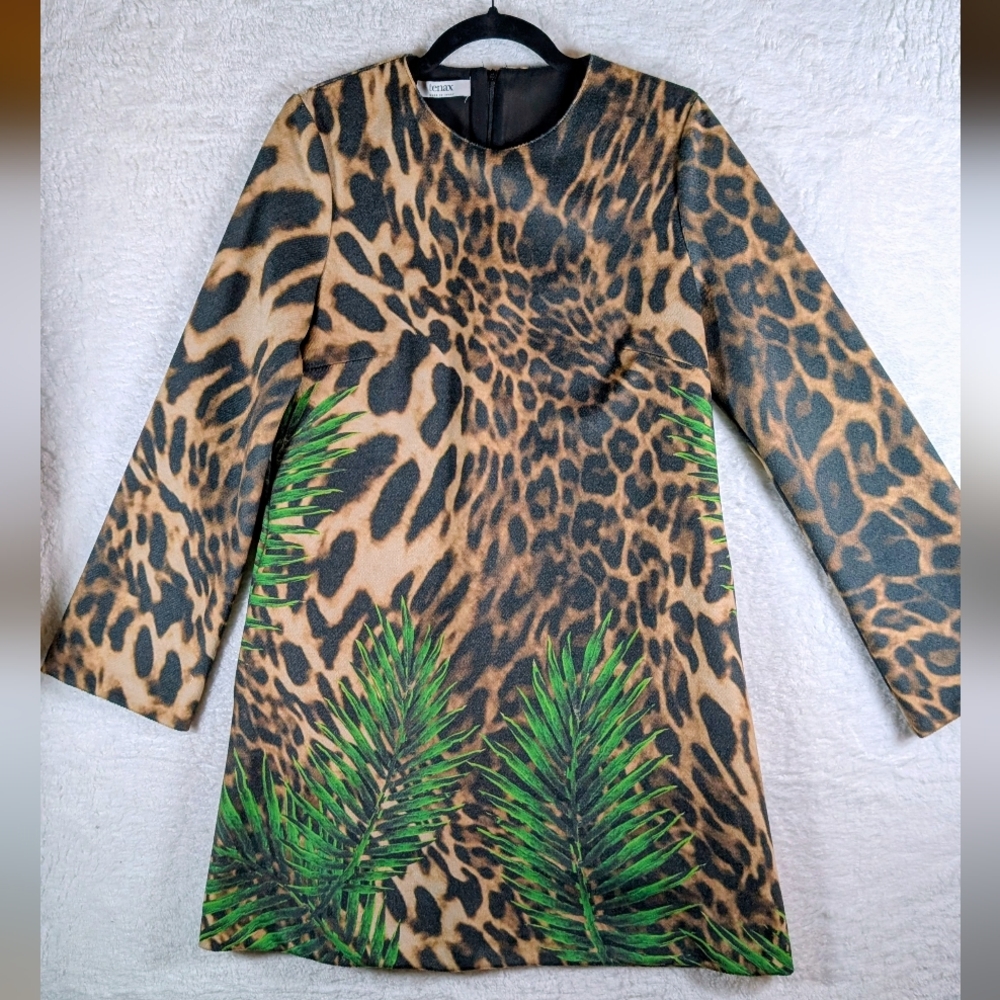 579-Tenax‎ Animal Print Long Sleeve Dress